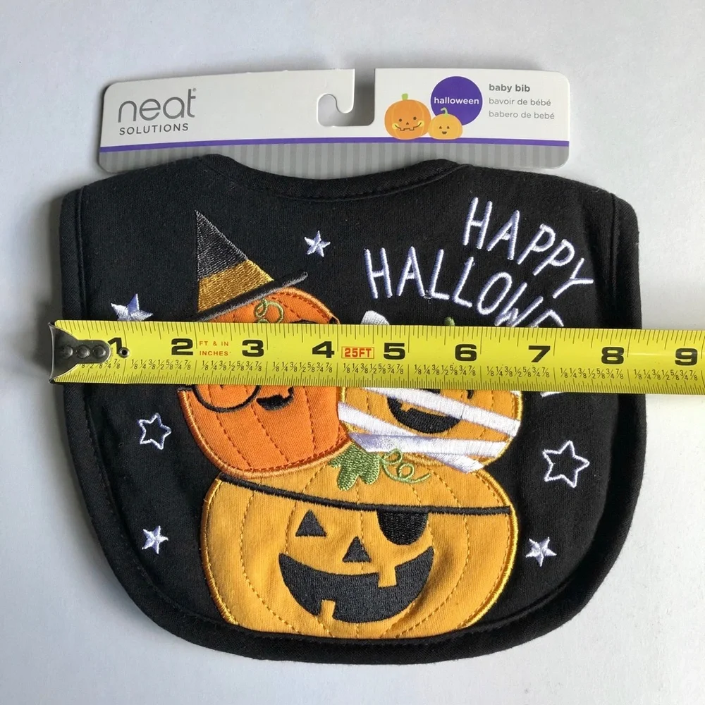 🎃$8🎃NEW Halloween Baby Bib Happy Halloween Pumpkin Black Orange